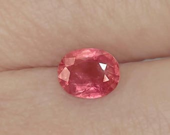 Zafiro Padparadscha ovalado sin tratamiento térmico de 1,06 ct con informe de zafiro, color melocotón rosado anaranjado, regalo de aniversario único, piedra para anillo de compromiso