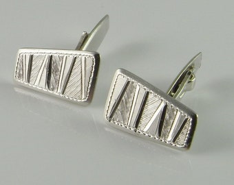 Geometric Antique Art Deco 1920s Handmade Engraved Silver Cuff Links Unique 1930s Cufflinks as Gift with Box for Man Men Guys Boys