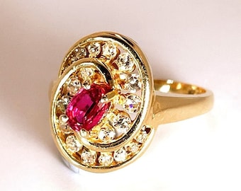 Vintage Unheated Ruby Engagement Ring No Heat Ruby Diamond Ring Ruby Diamond Swirl Ring Unique Ruby Anniversary Ring Ruby Birthstone Ring