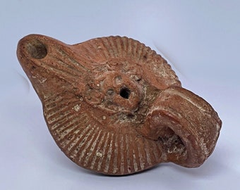 Ancient Terracotta Oil Lamp w. Report Gorgon Medusa Oil Lamp Ancient Roman Empire Oil Lamps Ancient Rome 1st Century BC