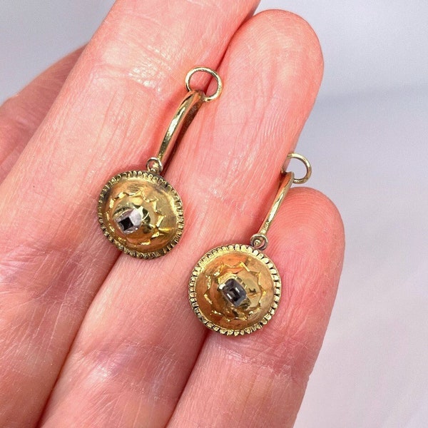Antique Renaissance Diamond Gold Earrings Renaissance Jewelry Pre Georgian Earrings Antique Diamond Earrings 16th Century circa 1600