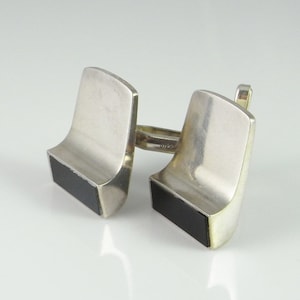 Vintage Silver Cufflinks Geometric Cuff Links with Box Unisex Gifts Cufflinks