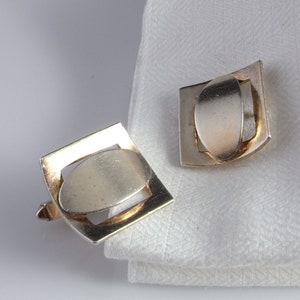 Vintage Silver Cuff Links Cufflinks Gold Plated Silver Cufflinks Mid Century Cufflinks Unisex Accessories