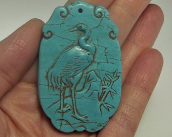 Chinese Antique Turquoise Pendant Jewelry Natural Turquoise Cameo Pendant Jewelry Qing Dynasty Pendant Jewelry Crane Bird Pendant Jewelry