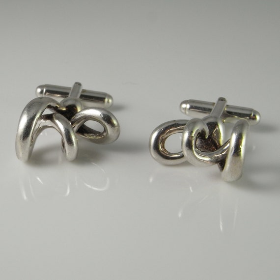 Spiral Coil Twist Abstract 3D Silver Cufflinks Un… - image 2