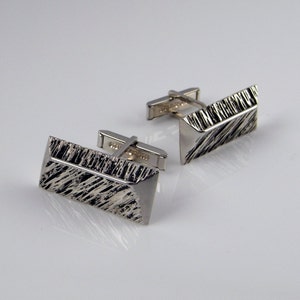 Vintage Silver Cufflinks Geometric Cuff Links with Box Unisex Gifts Cufflinks 1950s Gifts image 1