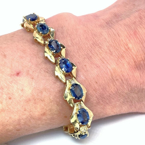 Unheated Blue Ceylon Sapphire Bracelet Natural Es… - image 1