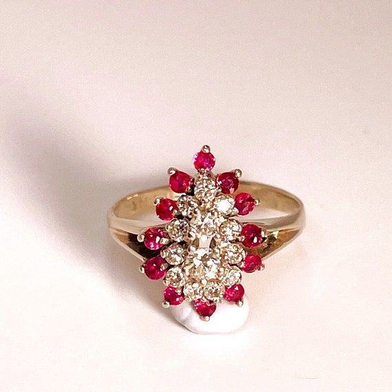 Unheated Ruby Engagement Ring 14K Gold 1950s Ring… - image 2