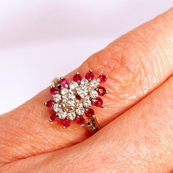 Unheated Ruby Engagement Ring 14K Gold 1950s Ring… - image 4