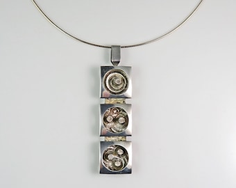 Modernist Sterling Silver Pendant Handmade Pendant Unique Pendant Necklace 1970s Jewelry Drop Necklace Minimalist Swedish Jewelry Pendant
