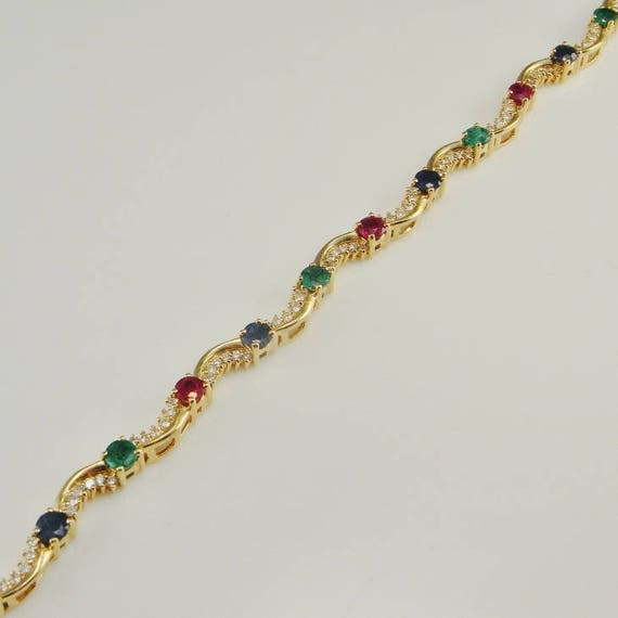 Ruby Sapphire Emerald Bracelet Estate Ruby Sapphi… - image 9