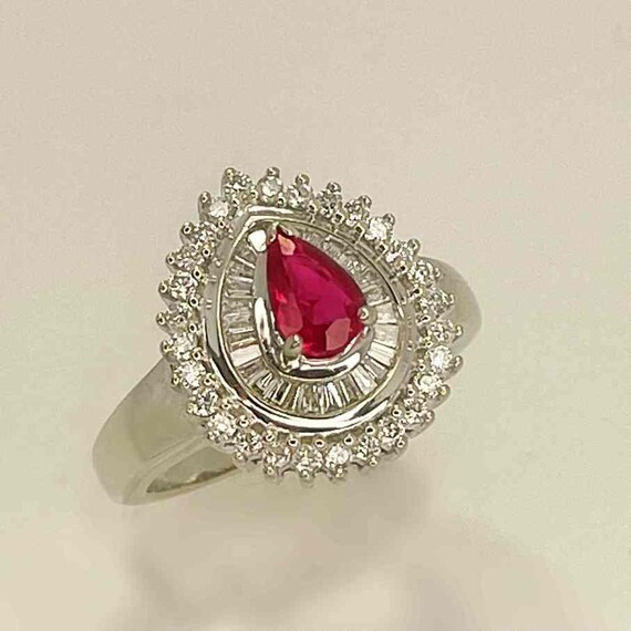 Unheated Ruby Diamond Ring Ruby Diamond Halo Clus… - image 4
