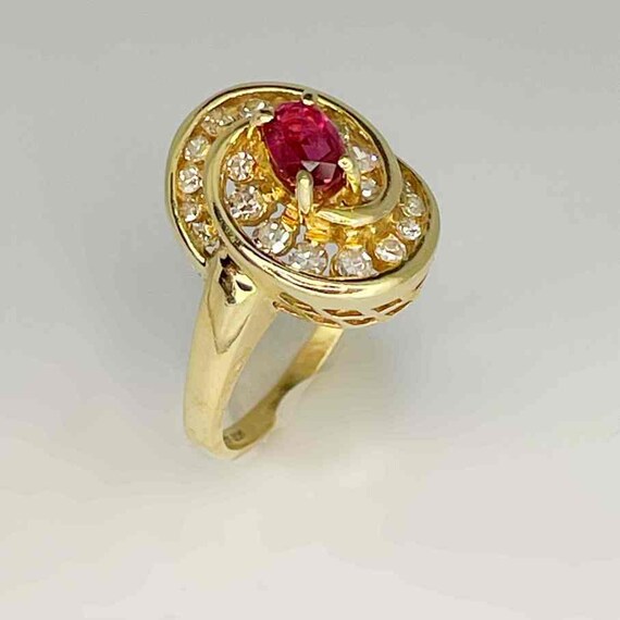 Ruby Diamond Swirl Ring Unique Vintage Ruby Diamo… - image 8