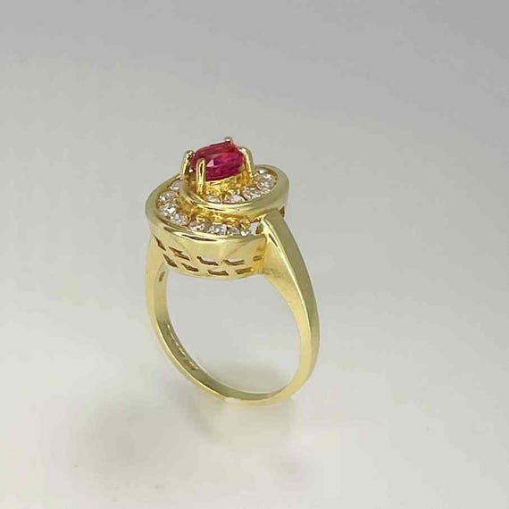 Ruby Diamond Swirl Ring Unique Vintage Ruby Diamo… - image 10