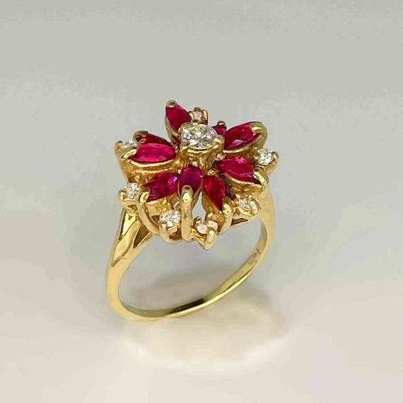 Unheated Ruby Engagement Ring No Heat Ruby Diamon… - image 8
