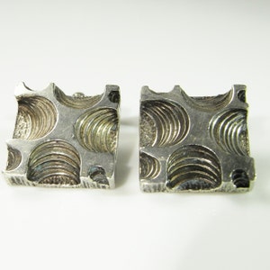 Vintage Silver Cufflinks Geometric Cuff Links with Box Unisex Gifts Cufflinks