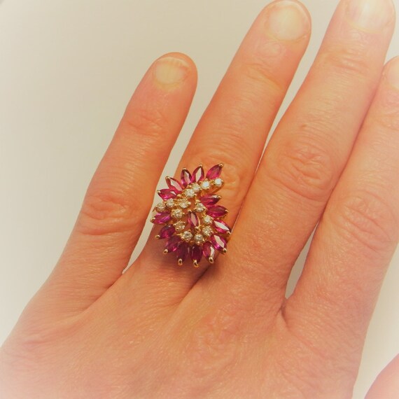 Details about   2 Ct Round Cut Red Ruby Diamond Cluster Engagement Ring 14k Yellow Gold Finish