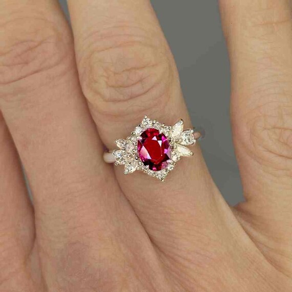 Unheated Ruby Diamond Platinum Ring Deep Purplish… - image 4