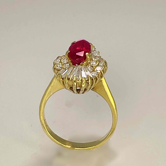 Unheated Ruby Engagement Ring Marquise Ruby Diamo… - image 5