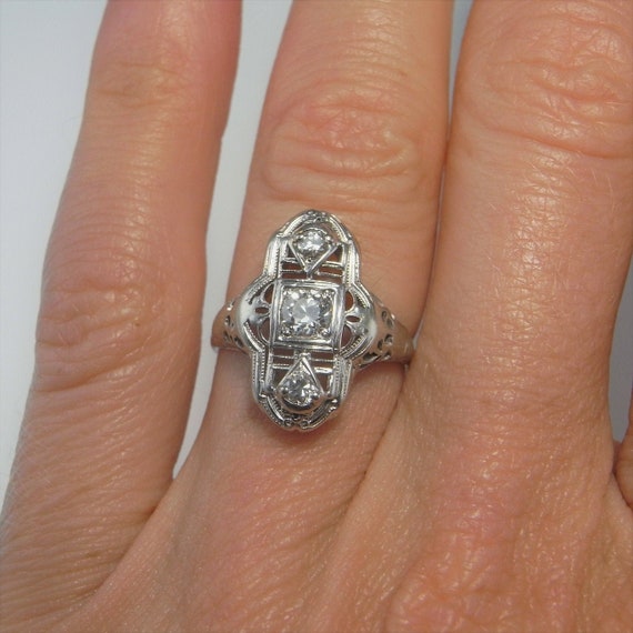 Two Toned Diamond Art Deco Style Ring – Park City Jewelers