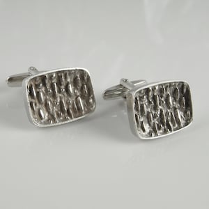 Vintage Silver Cufflinks Geometric Cuff Links with Box Unisex Gifts Cufflinks