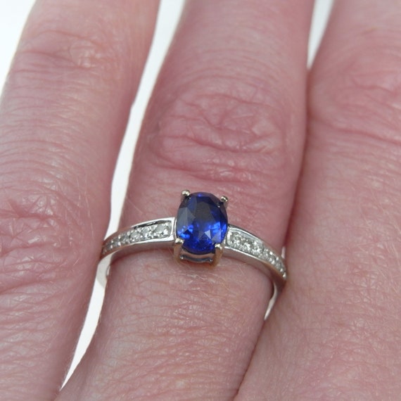 Unheated Cornflower Blue Sapphire Diamond Engagem… - image 3