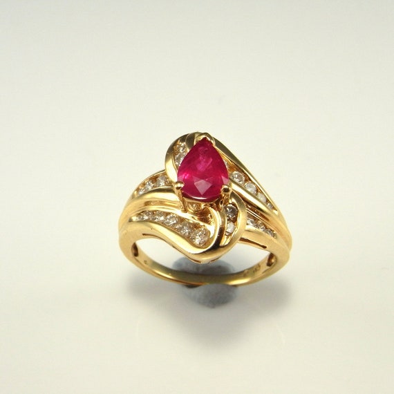 Pear Cut Ruby Ring Ruby Engagement Ring Unique Ru… - image 5