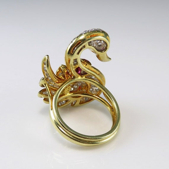 Swan Ring Swan Jewelry Ruby Diamond Ring Ruby Coc… - image 5