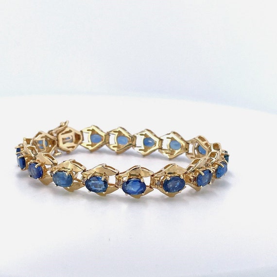 Unheated Blue Ceylon Sapphire Bracelet Natural Es… - image 5