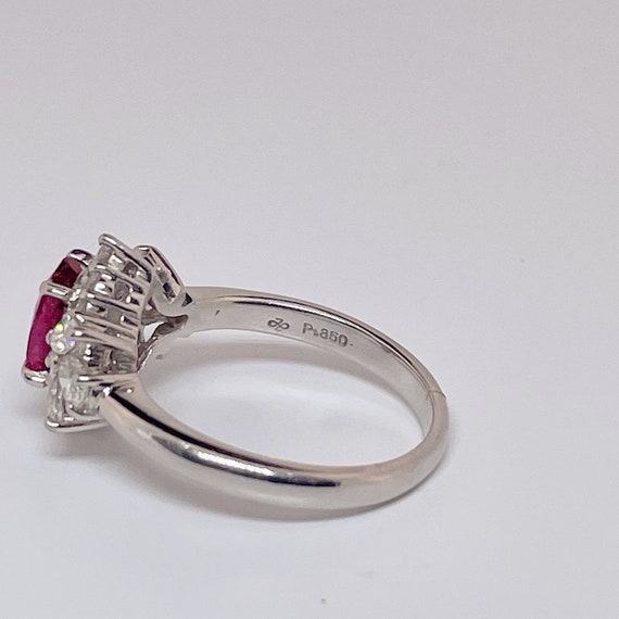 Unheated Ruby Diamond Platinum Ring Deep Purplish… - image 9
