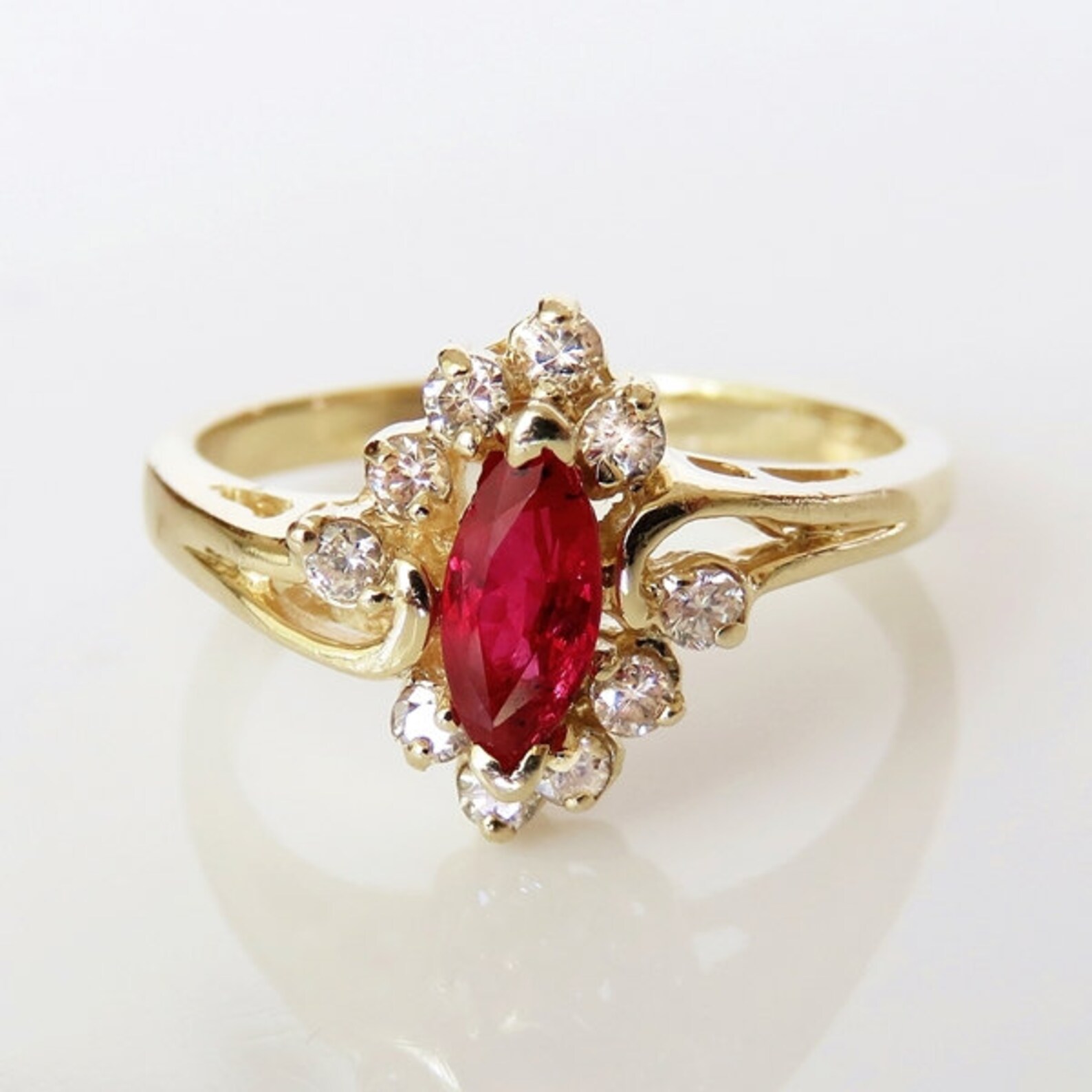 Pretty Ruby Diamond Ring Ruby Diamond Band 1970s Jewelry | Etsy