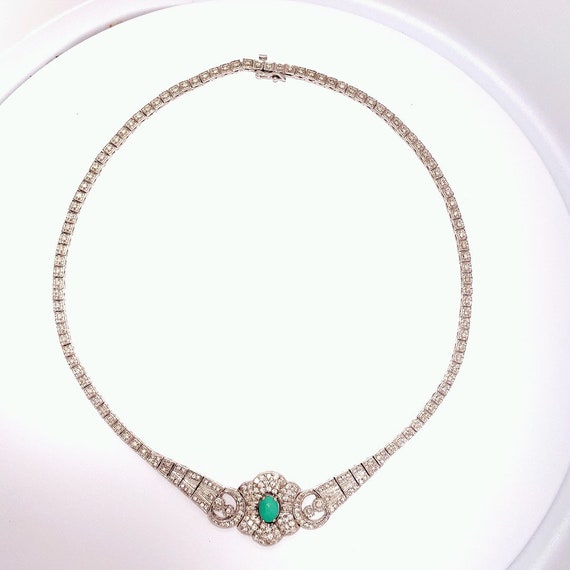 Turquoise Diamond Necklace 14K White Gold Natural… - image 5