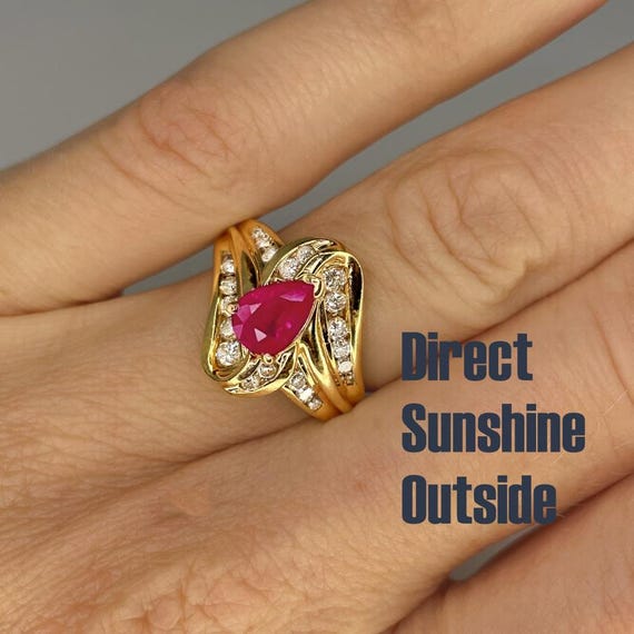 Pear Cut Ruby Ring Ruby Engagement Ring Unique Ru… - image 5