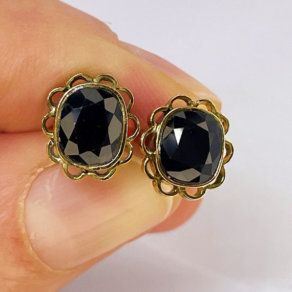 Black Unheated Sapphire Gold Earrings Unheated Na… - image 8