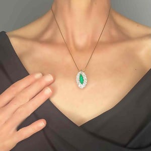 OOAK Convertible Emerald Ballerina Ring Pendant in Platinum 1950s Handmade Emerald Engagement Ring Large Natural Emerald Ring image 3