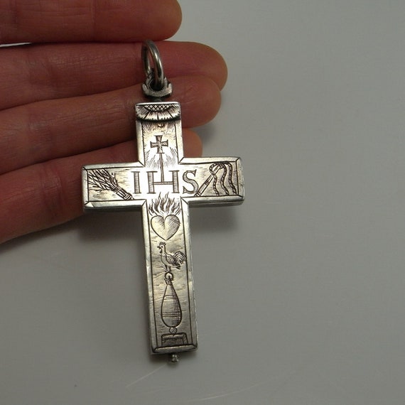 1600s Renaissance Antique Reliquary Cross Silver … - image 8