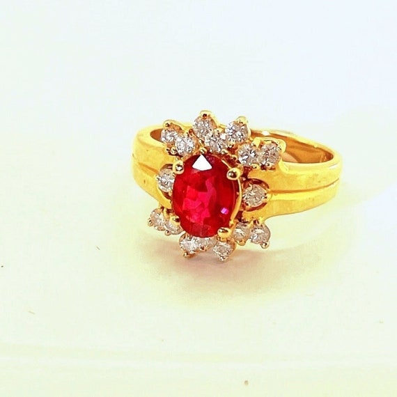 Ruby Engagement Ring NO HEAT UNHEATED Ruby Diamon… - image 1