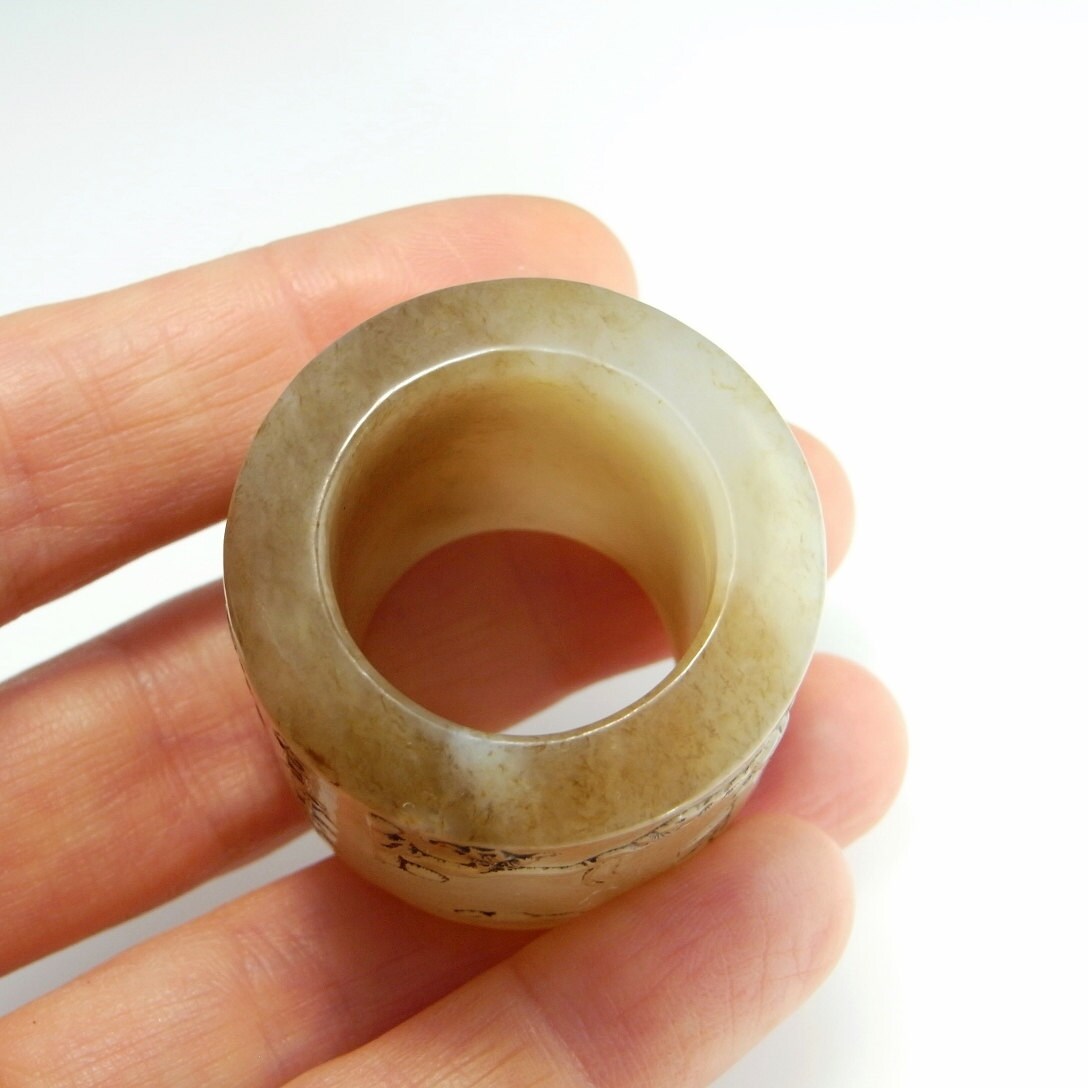 Qing Antique Chinese Hand Carved Jade Archers Ring | Banzhi Thumb Guar