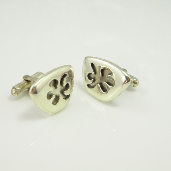 Floral Modernist Abstract Sterling Silver Cuff Li… - image 2