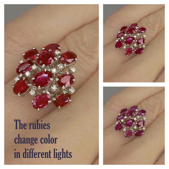 Color Change Ruby Sapphire 18K Gold Ring Unheated… - image 2
