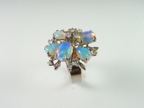 Australian Opal Ring Opal Diamond Ring Natural Op… - image 4
