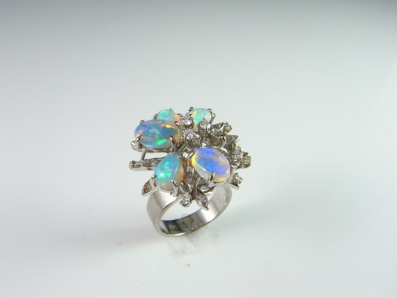 Australian Opal Ring Opal Diamond Ring Natural Op… - image 3