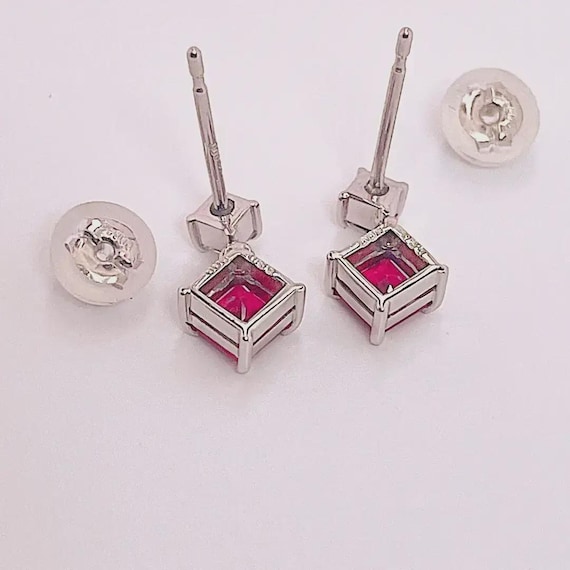 Unheated Ruby Diamond Drop Earrings Platinum Prin… - image 7