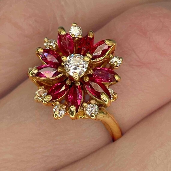 Unheated Ruby Engagement Ring No Heat Ruby Diamon… - image 1