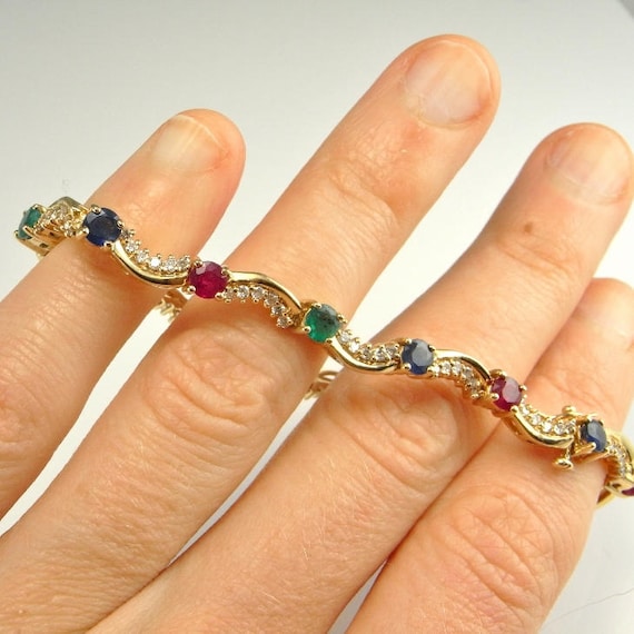 Ruby Sapphire Emerald Bracelet Estate Ruby Sapphi… - image 7
