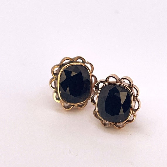 Black Unheated Sapphire Gold Earrings Unheated Na… - image 4