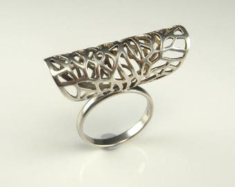 Modernist Sterling Silver Ring Jewelry Geometric Silver Ring Unisex Ring Space Jewelry Organic Jewelry Cocktail Ring Big Vintage Rings 925