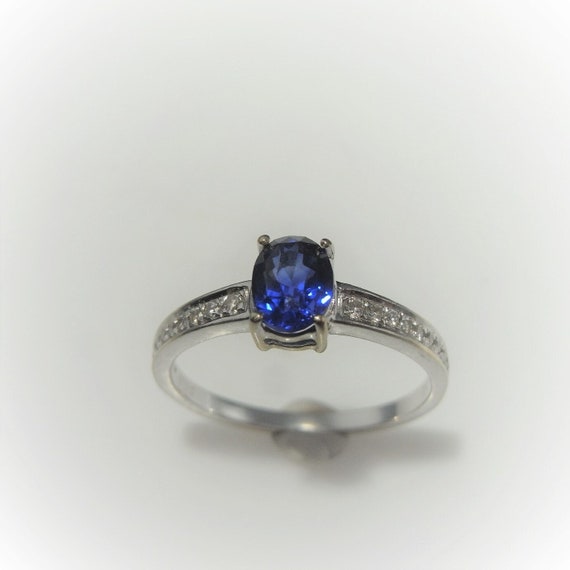 Unheated Cornflower Blue Sapphire Diamond Engagem… - image 2