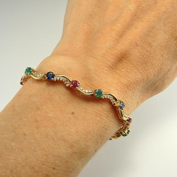 Ruby Sapphire Emerald Bracelet Estate Ruby Sapphi… - image 8
