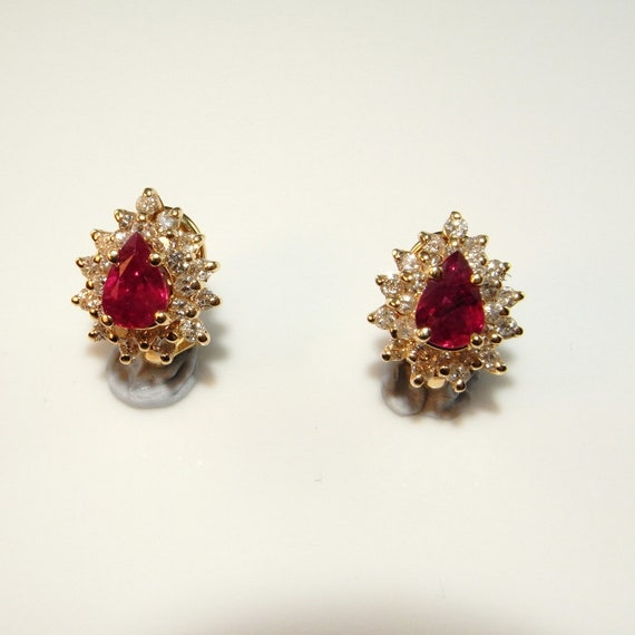 red ruby diamond earrings